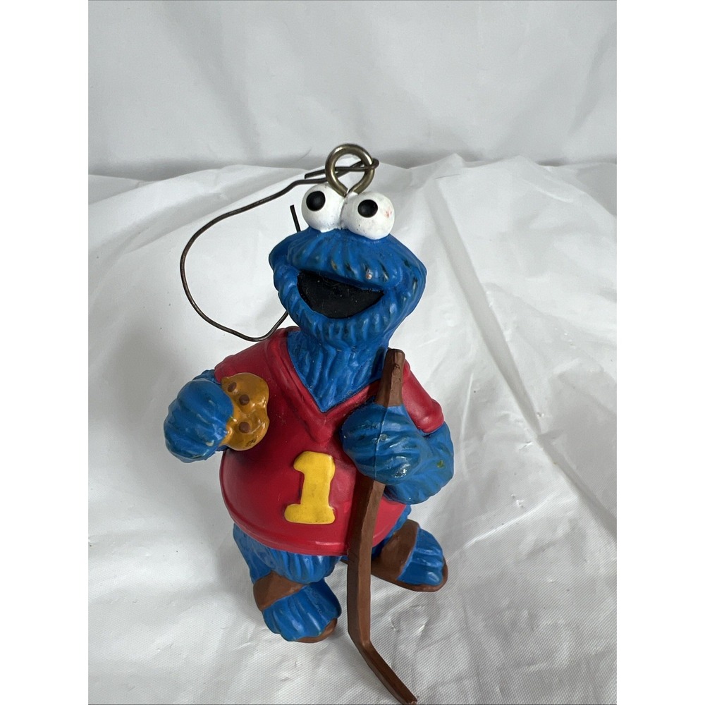 Vintage Sesame Street "Hockey Cookie Monster" Christmas Ornament, No Box 1998